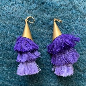 Larissa loden purple fringe daingly earrings